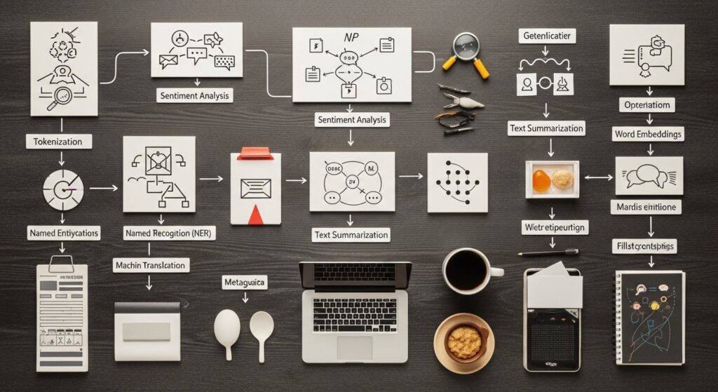 Featured illustration of Natural Language Processing (NLP): AI analyzing human language for technology and future of work