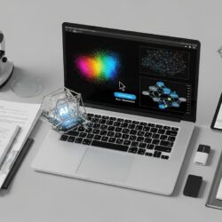 Illustration: AI system analyzing research data and charts, symbolizing technology and the future of work