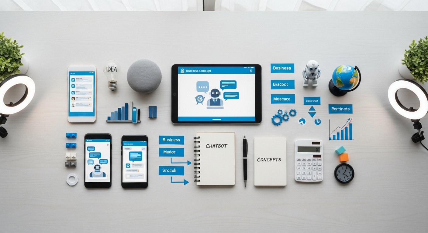 Illustration of an AI chatbot assisting business users, symbolizing technology and the future of work